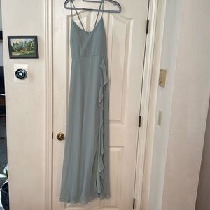 Elegant Sage Green Ruffled Dress
